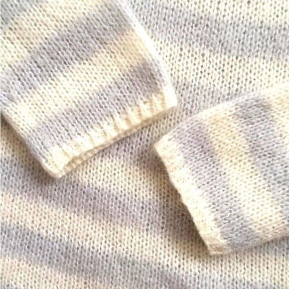 J Crew Sweater Small Gray White Striped Mohair Wool Blend Nautical Lightweight - Picture 6 of 8